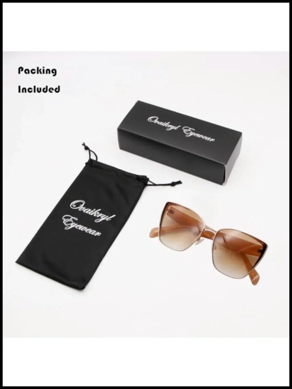 Oversized Cat-Eye Sunglasses Metal Square Frame UV400 Protection